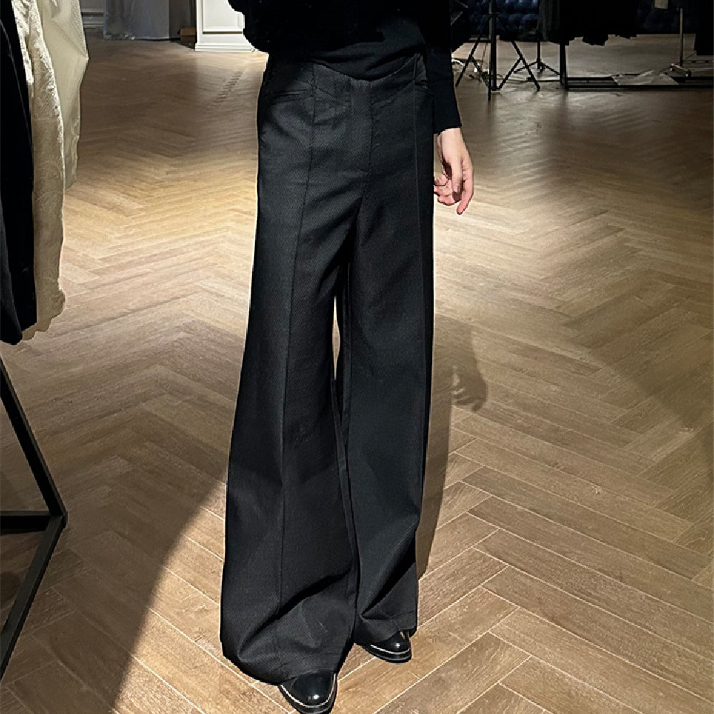 Dark Purple Red Deconstructed All-match Anti-wrinkle A- Line Wide Leg Suit Pants
