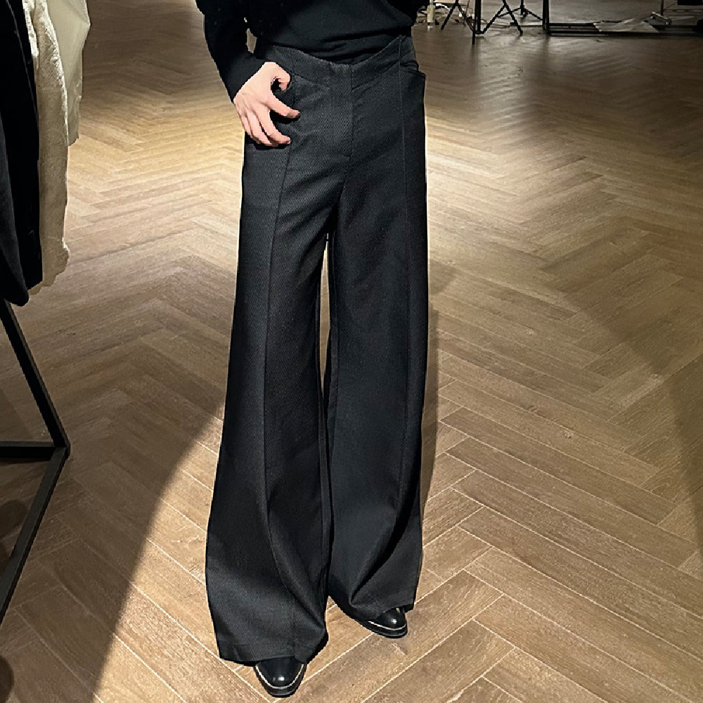 Dark Purple Red Deconstructed All-match Anti-wrinkle A- Line Wide Leg Suit Pants