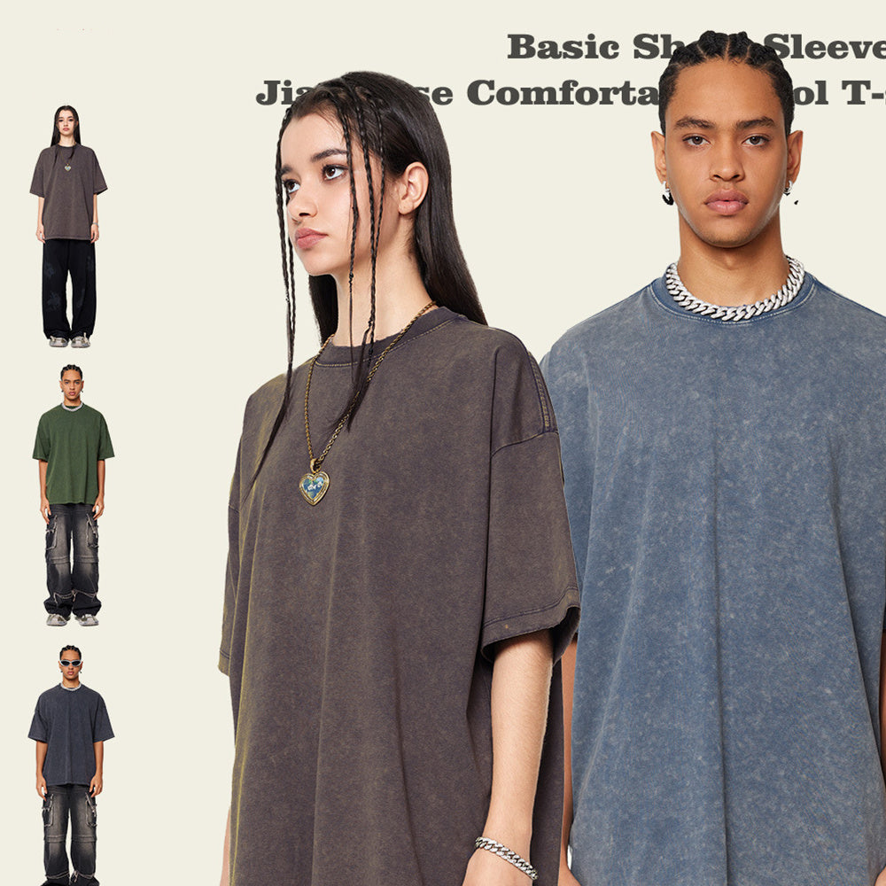 Summer New Washed Old Short-sleeved T-shirt For Men