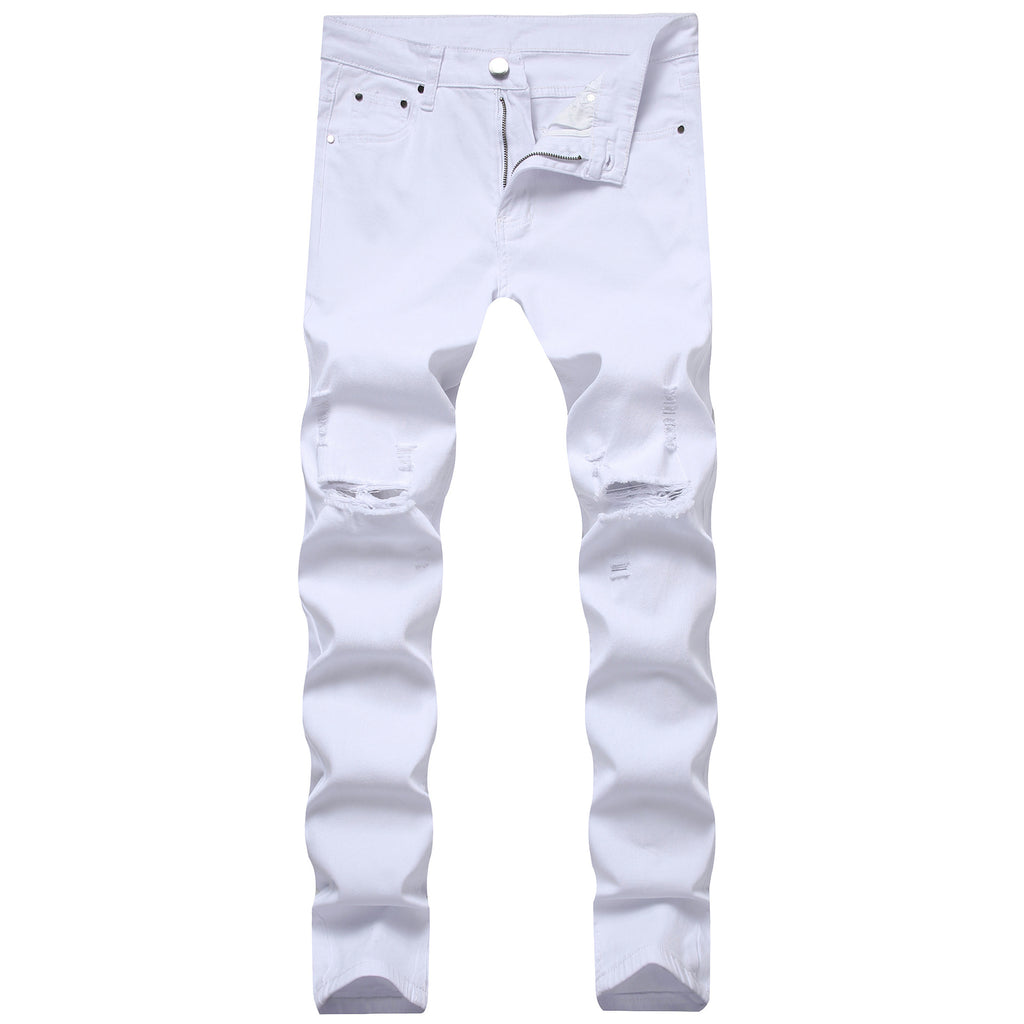 High Elastic Ripped Slim Jeans