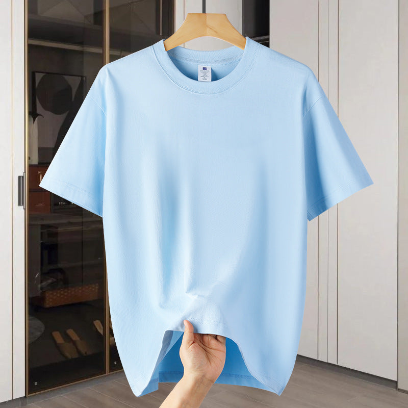 Drop Shoulder Loose Round Neck Pure Color All-matching