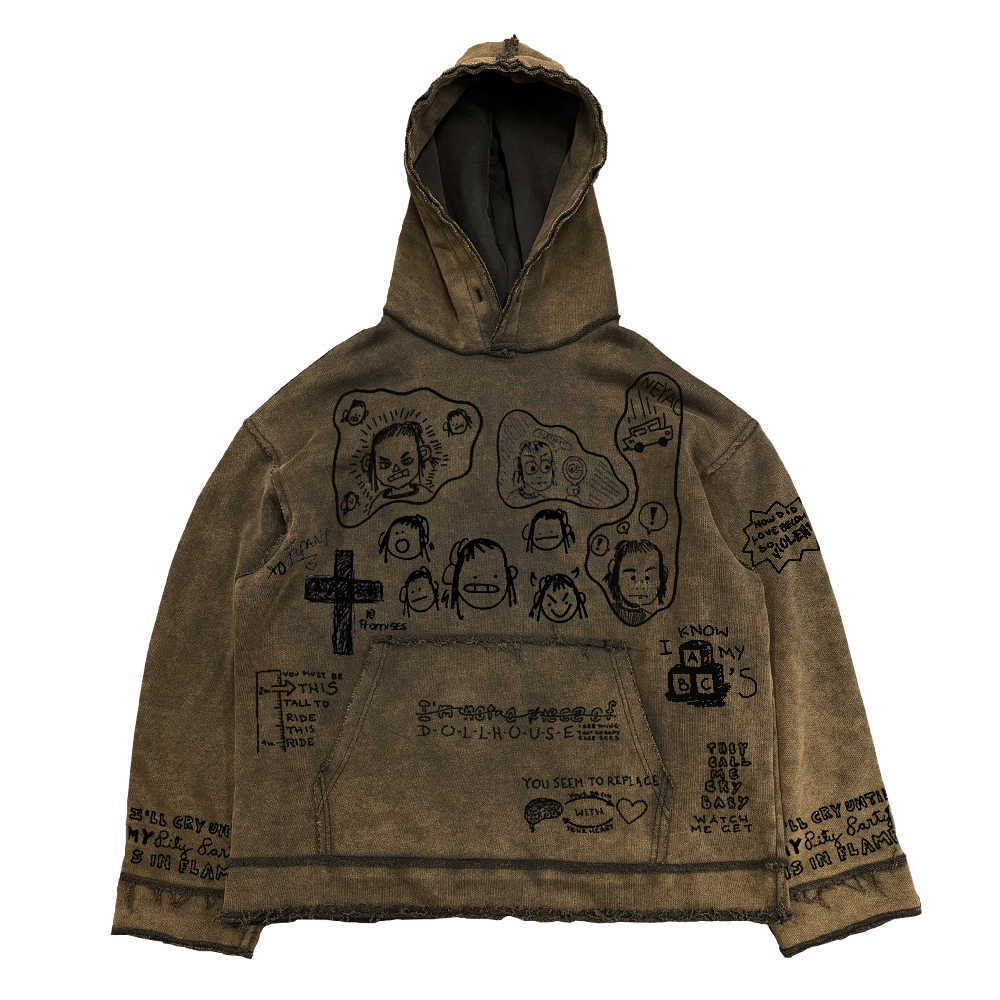 Retro Heavy Anti-worn Looking Washed-out Destruction Sweater