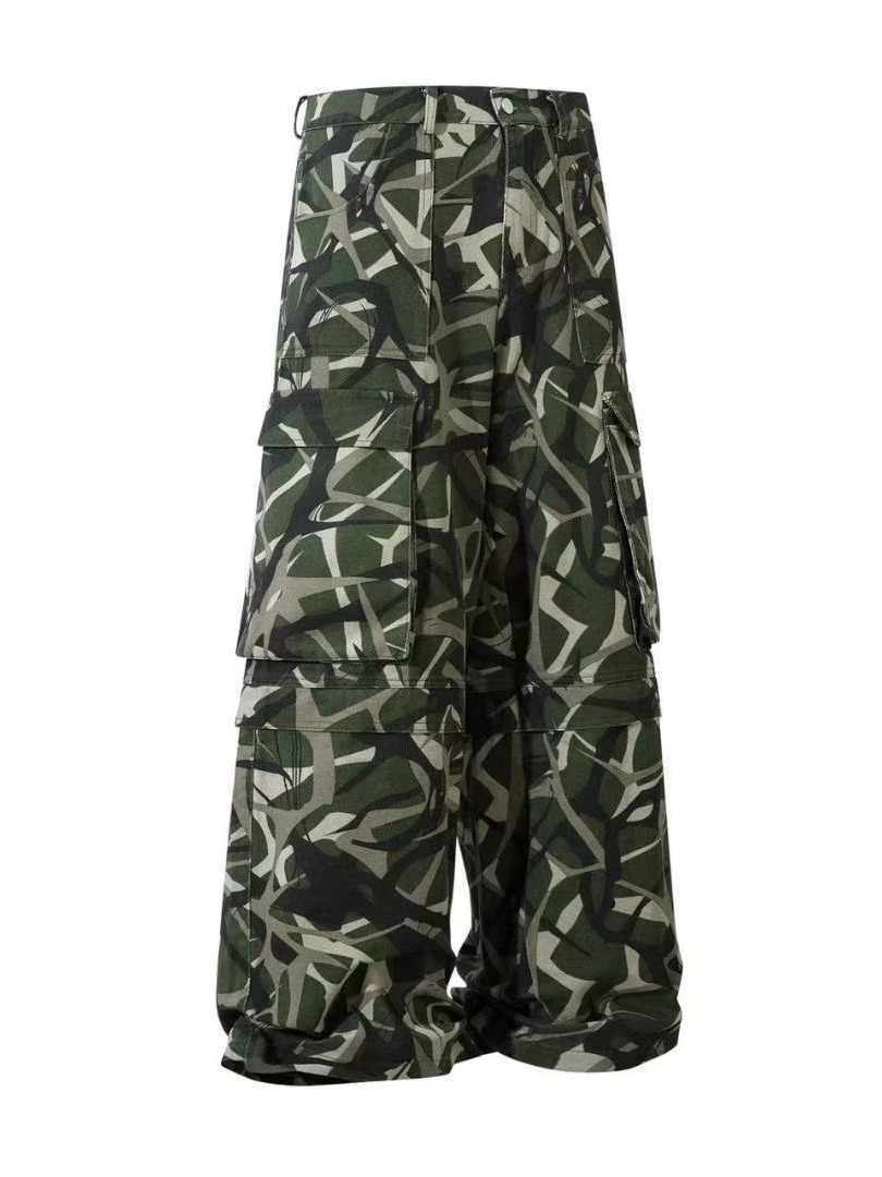 Retro Multi-pocket Cargo Pants Men's Slippers Wide-leg Pants