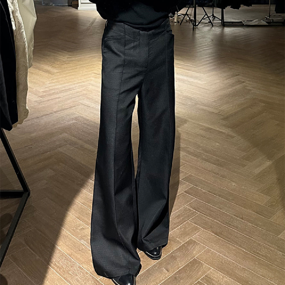 Dark Purple Red Deconstructed All-match Anti-wrinkle A- Line Wide Leg Suit Pants