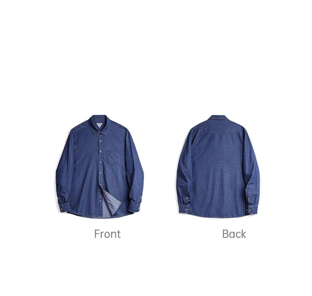 Men's American Retro Single Pocket Workwear Denim Shirt