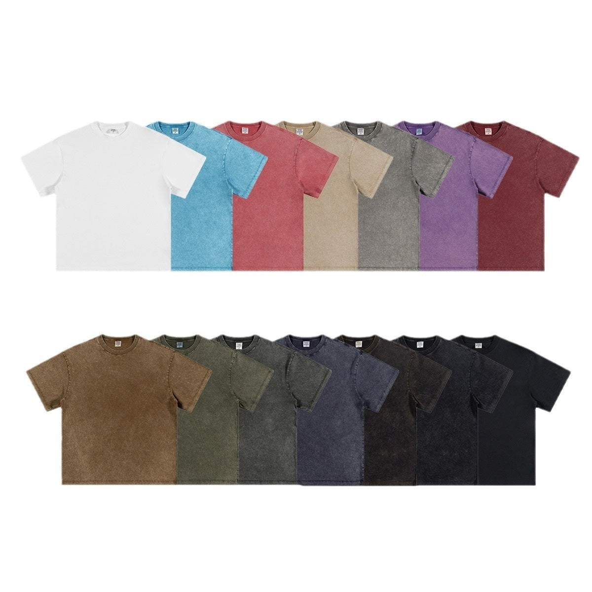 Washed-out Vintage Pure Cotton Loose Short Sleeve Male