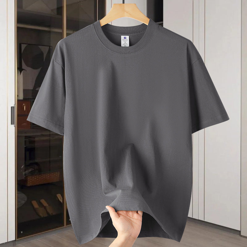 Drop Shoulder Loose Round Neck Pure Color All-matching