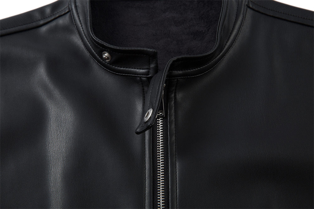 Personalized Motorcycle Leather Clothing With Stand Collar Vest