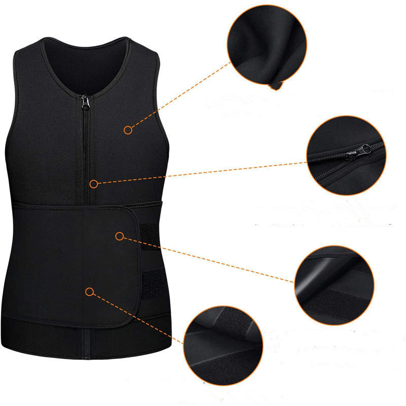 Neoprene Plastic Sports Sweat Burst Zipper Waist Belt Vest