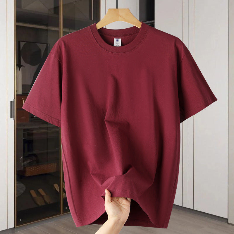 Drop Shoulder Loose Round Neck Pure Color All-matching