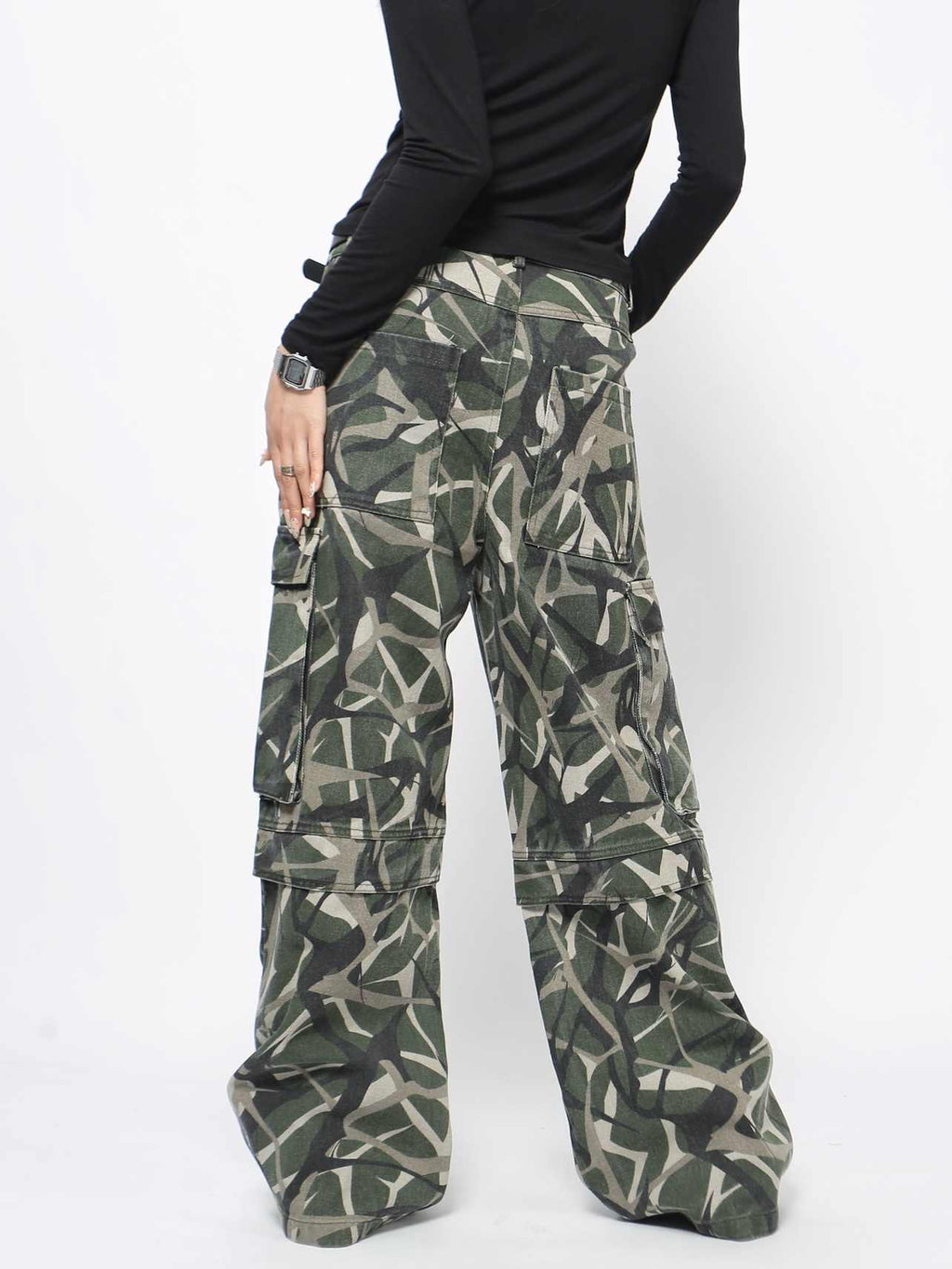 Retro Multi-pocket Cargo Pants Men's Slippers Wide-leg Pants