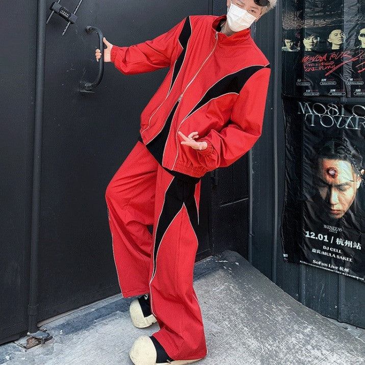Reflective Color Matching Sports And Leisure Padded Shoulder Suit