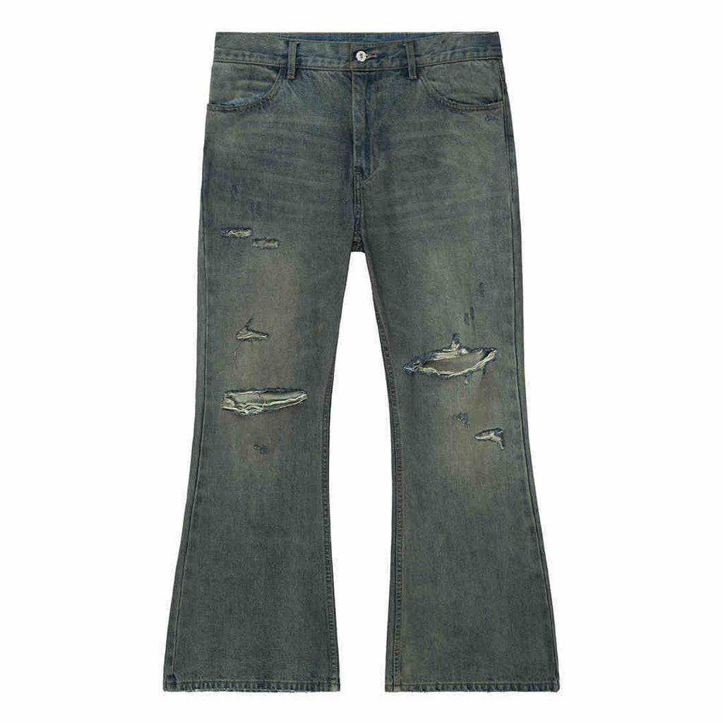Cotton Retro Make Old Ripped Loose Micro-flared Trousers Jeans