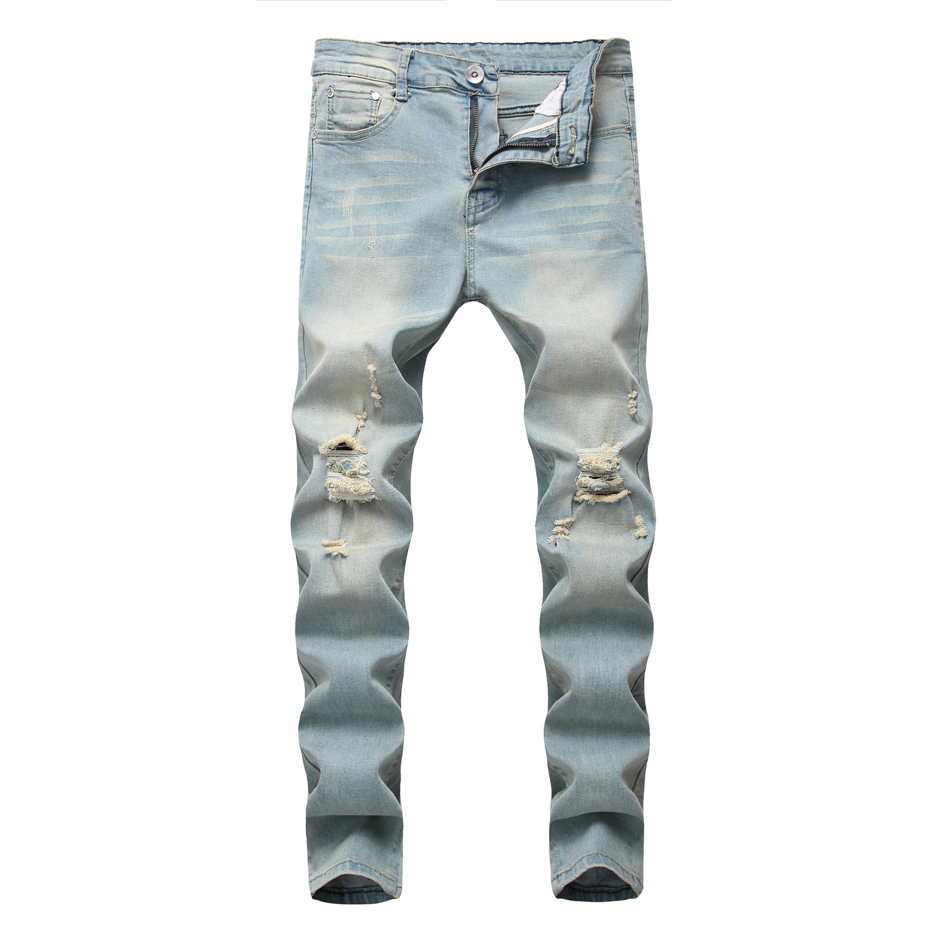 High Elastic Ripped Slim Jeans