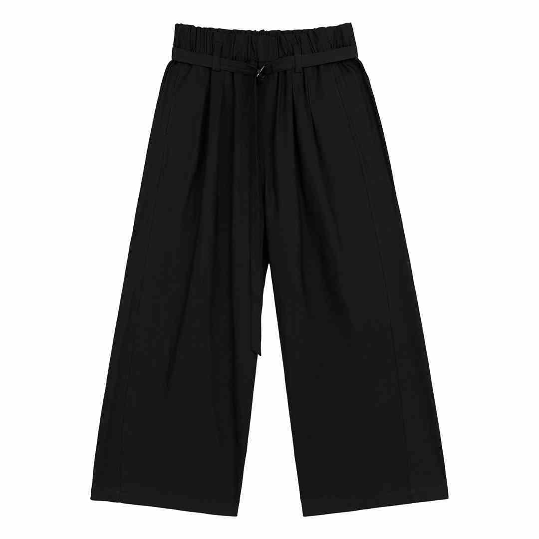 About All-match Elastic Lace Waist Adjustable Wide-leg Suit Pants