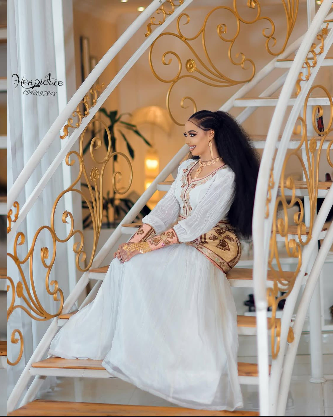 Habesh Woman's white dress (ጥልፊ ናይ ሓበሻ)