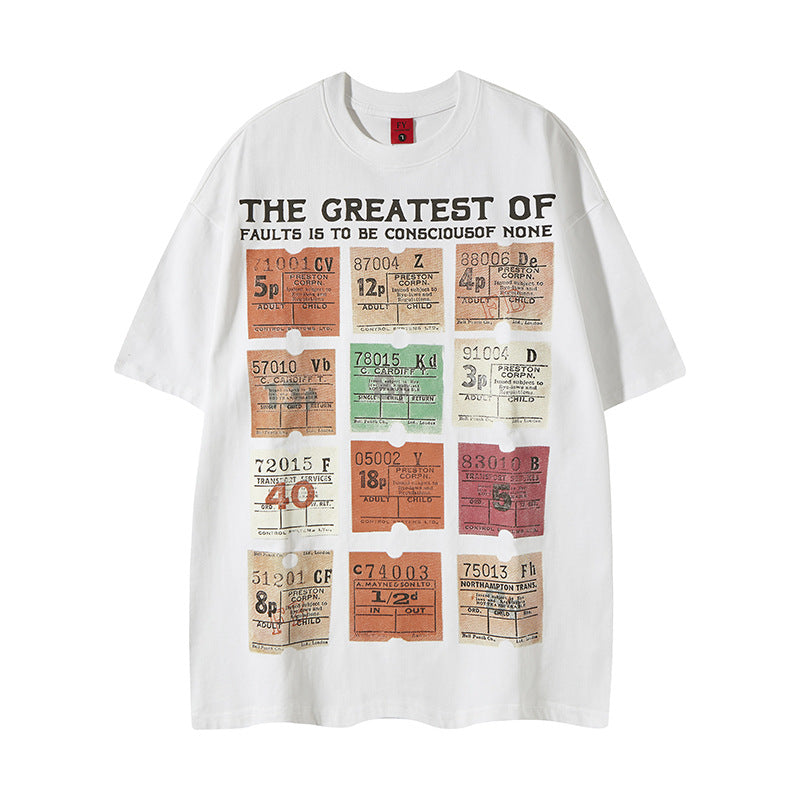 Color Card Jiugongge Printed Cotton Short-sleeved T-shirt