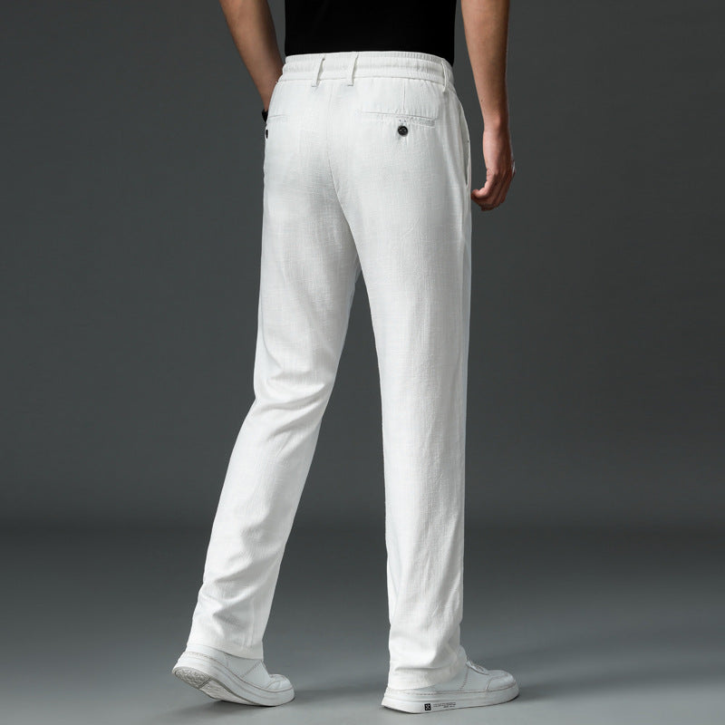 Summer Thin Cotton And Linen Tencel Breathable And Loose Straight White Pants
