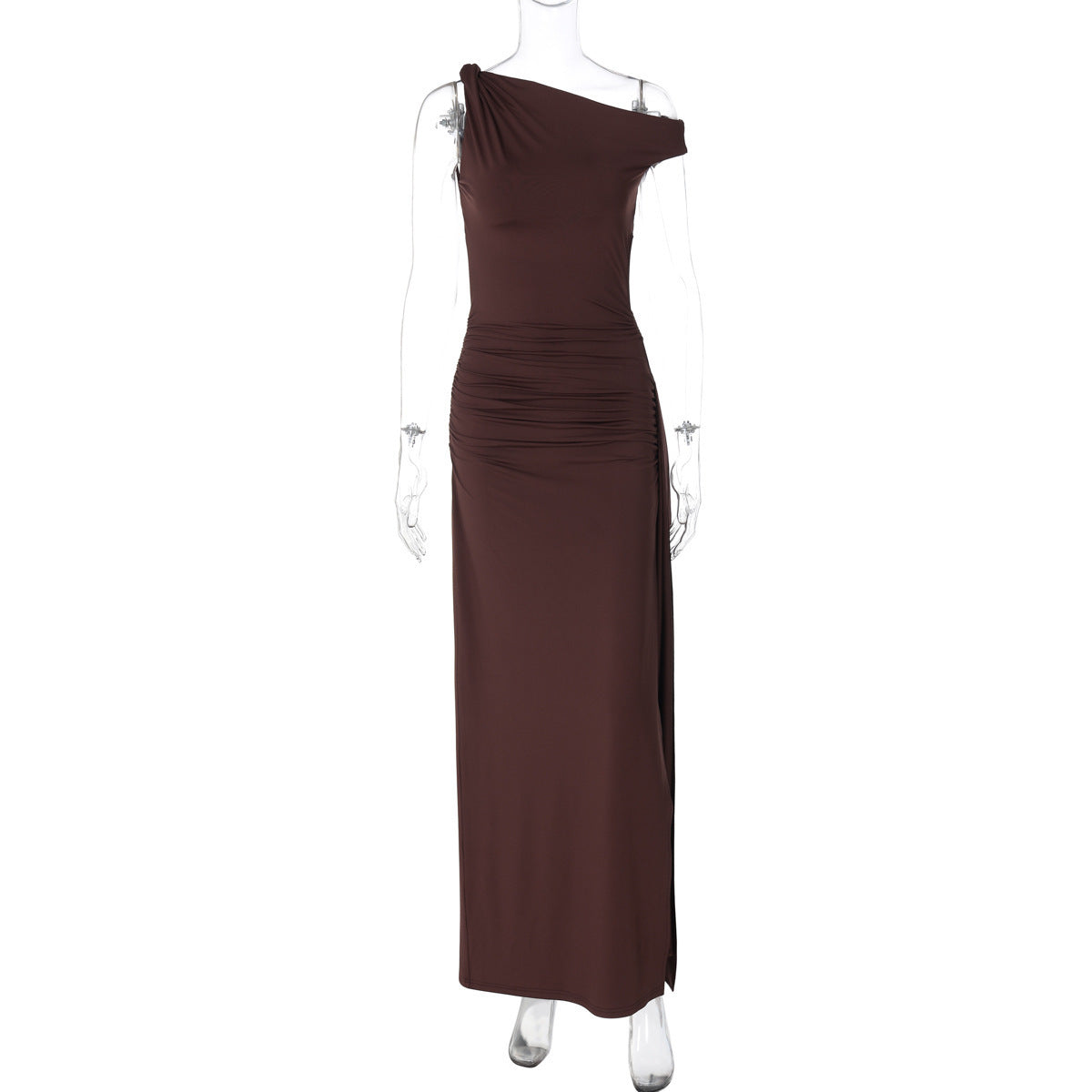 Women's Slant Shoulder Side Slit Dress