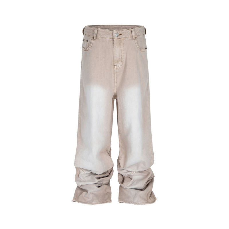Washed Loose Wide Leg Profile Distressed Rendering Jeans