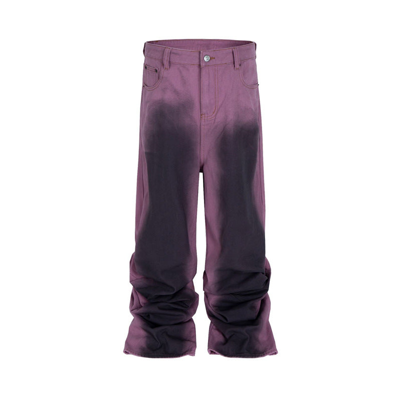 Washed Loose Wide Leg Profile Distressed Rendering Jeans