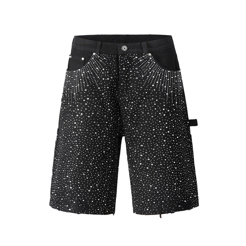 Splash-ink Dyed Gradient Denim Shorts