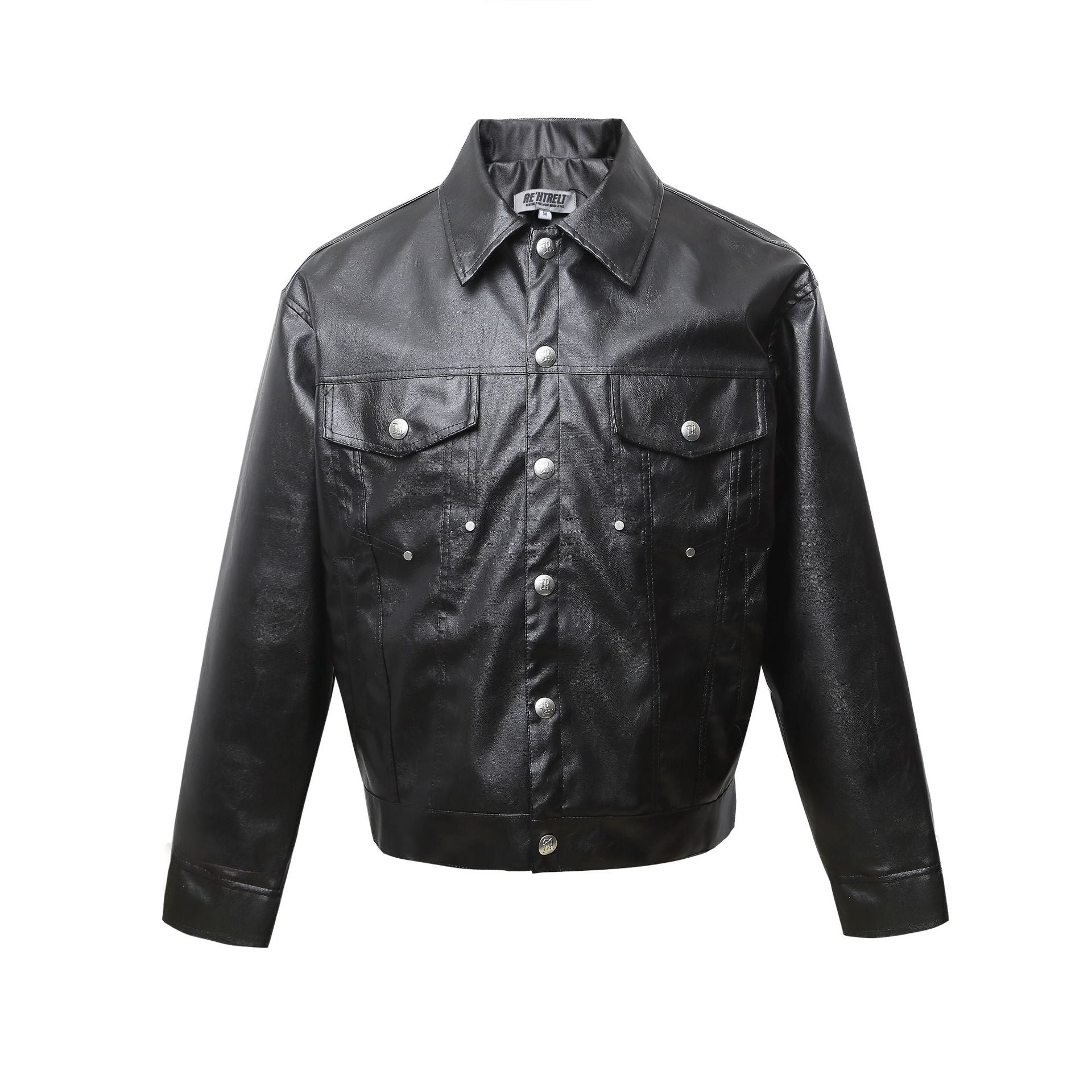 Spring New American Retro Short Wide Design Leather Jacket