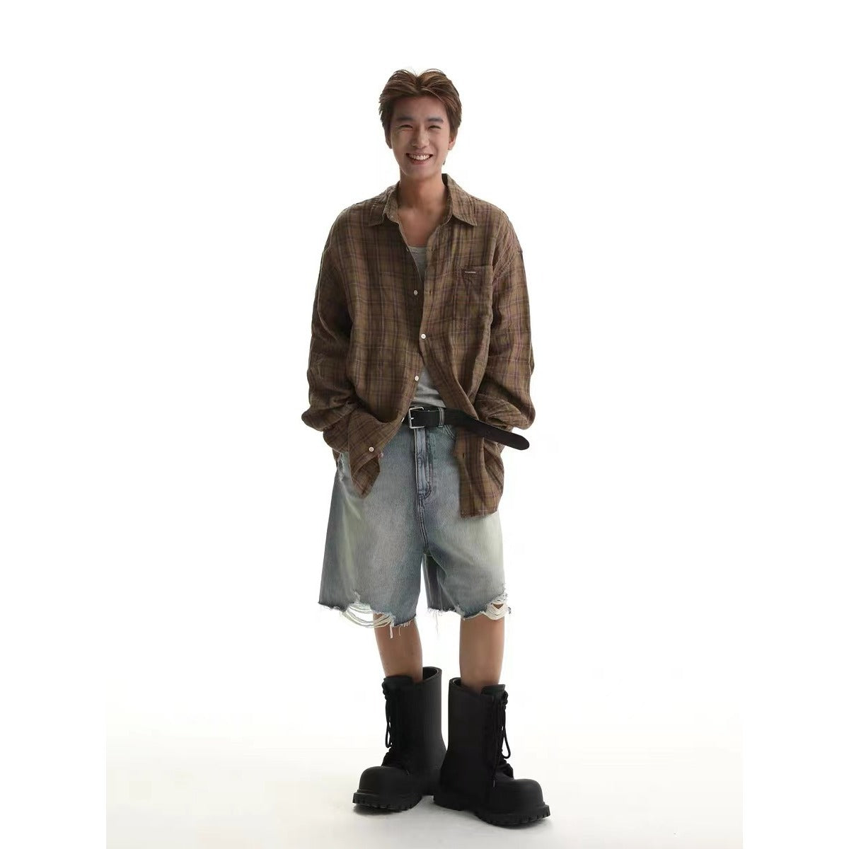 Pu Shuai Casual Loose Cropped Pants