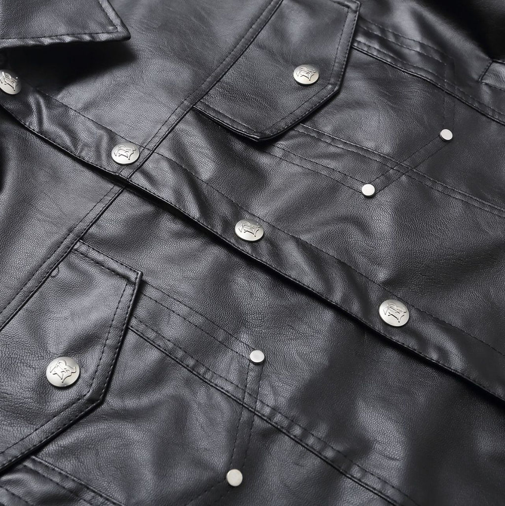 Spring New American Retro Short Wide Design Leather Jacket