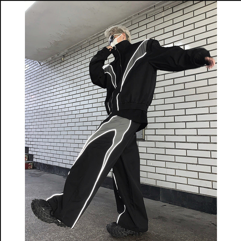 Reflective Color Matching Sports And Leisure Padded Shoulder Suit