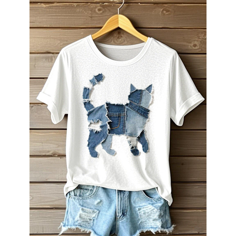 Women's Digital Printed Round Neck Top