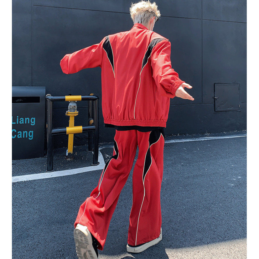 Reflective Color Matching Sports And Leisure Padded Shoulder Suit