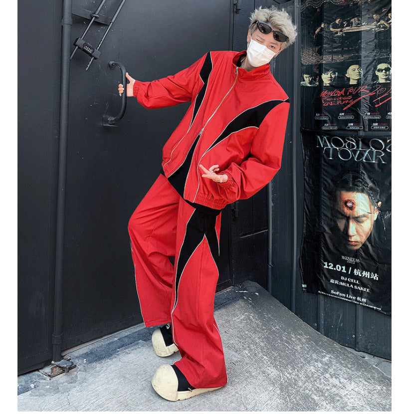 Reflective Color Matching Sports And Leisure Padded Shoulder Suit