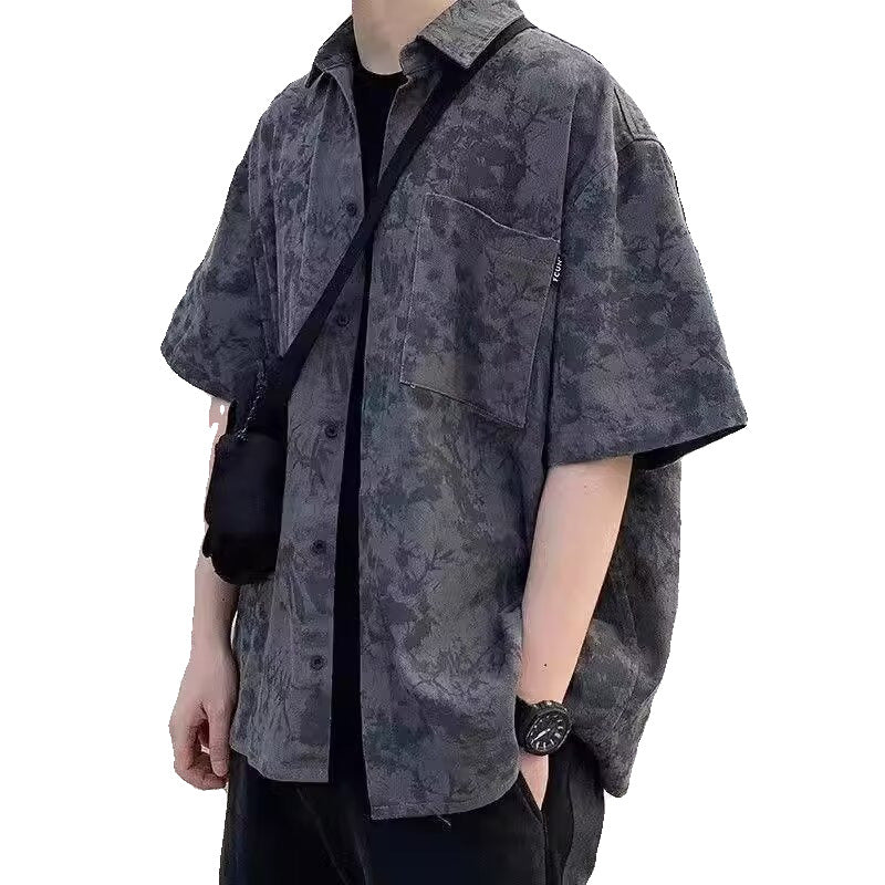 Summer Hong Kong Style Short Sleeve Shirt Coat Shorts Three-piece Suit