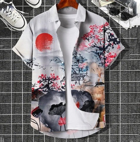 Plus Size Casual 3D Digital Printing Short Sleeve