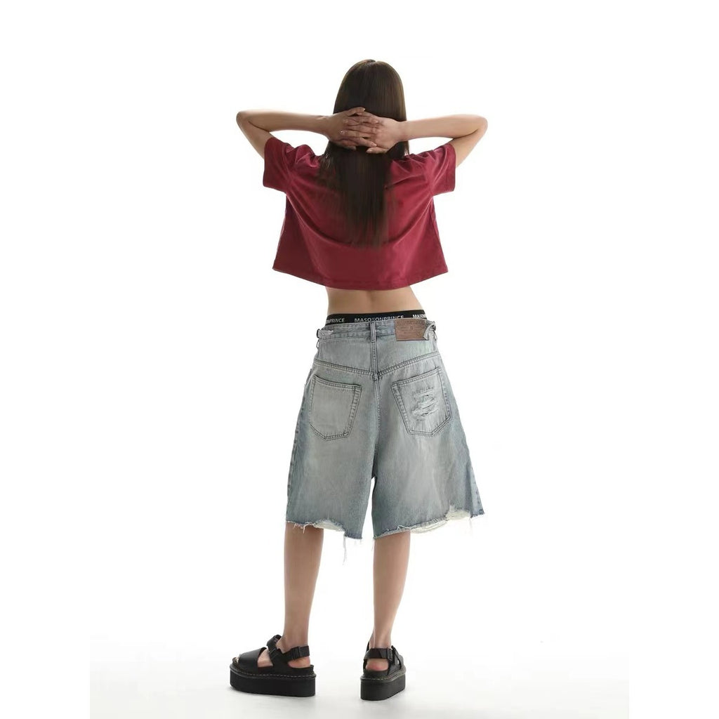 Pu Shuai Casual Loose Cropped Pants