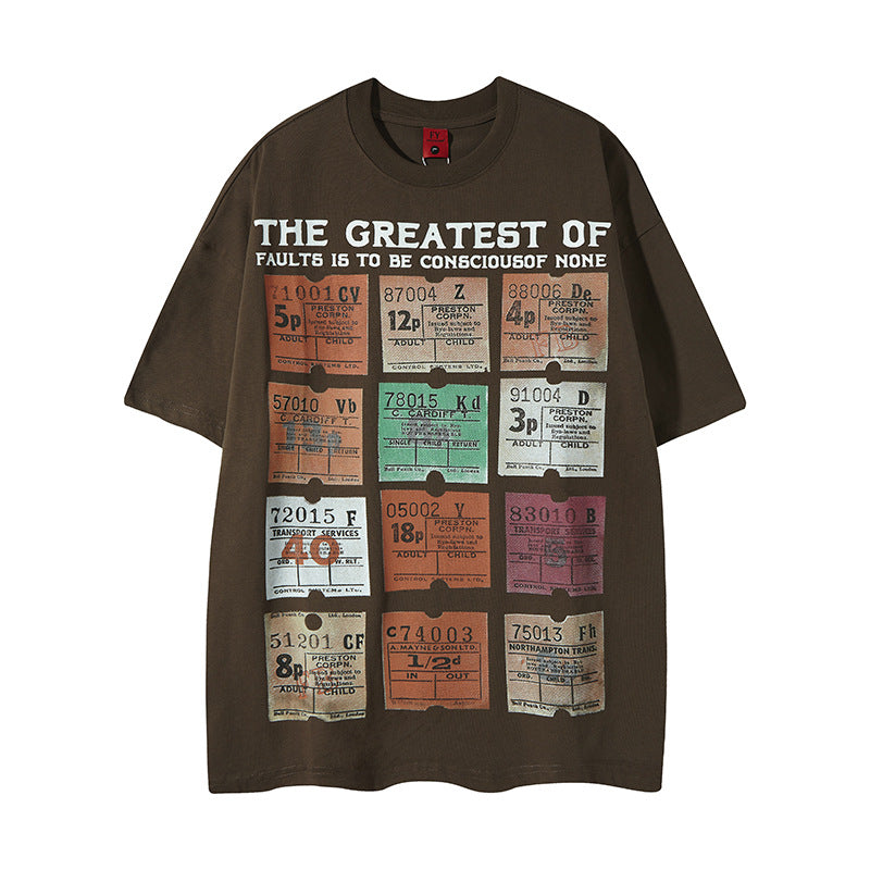Color Card Jiugongge Printed Cotton Short-sleeved T-shirt