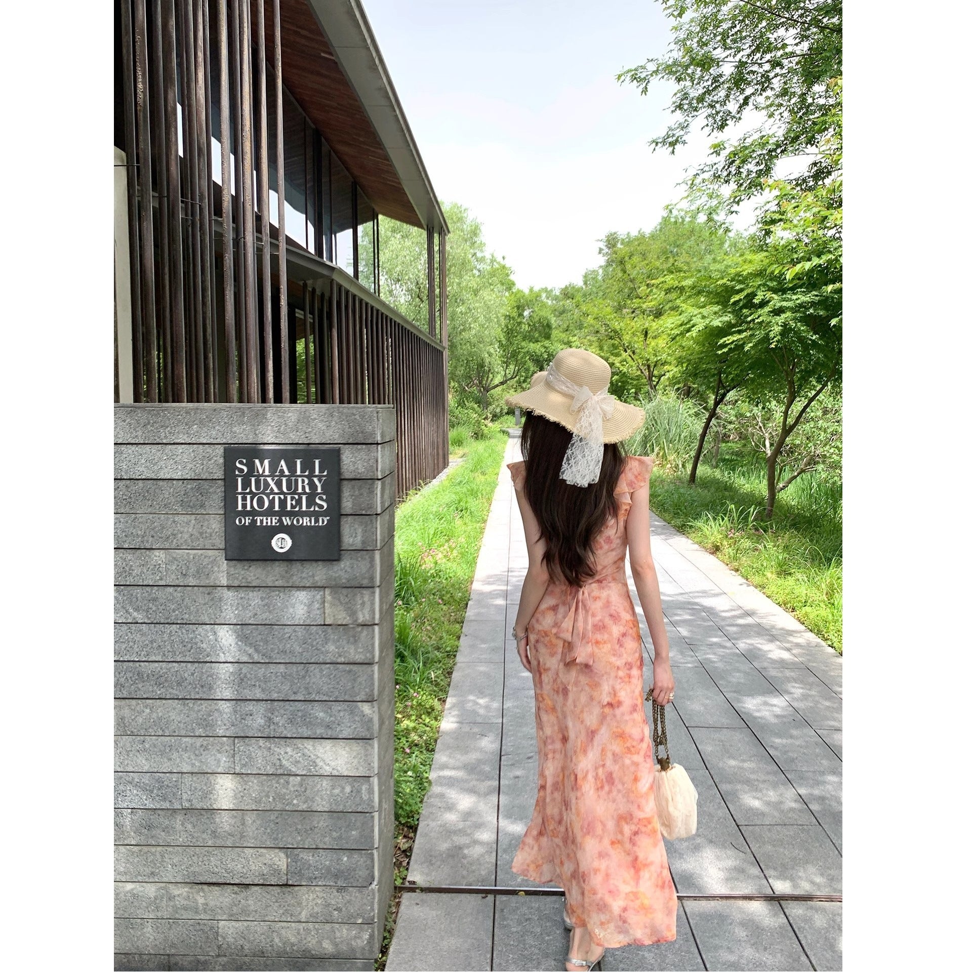 High Waist Tea Break French Ruffled Floral V-neck Sleeveless Dress