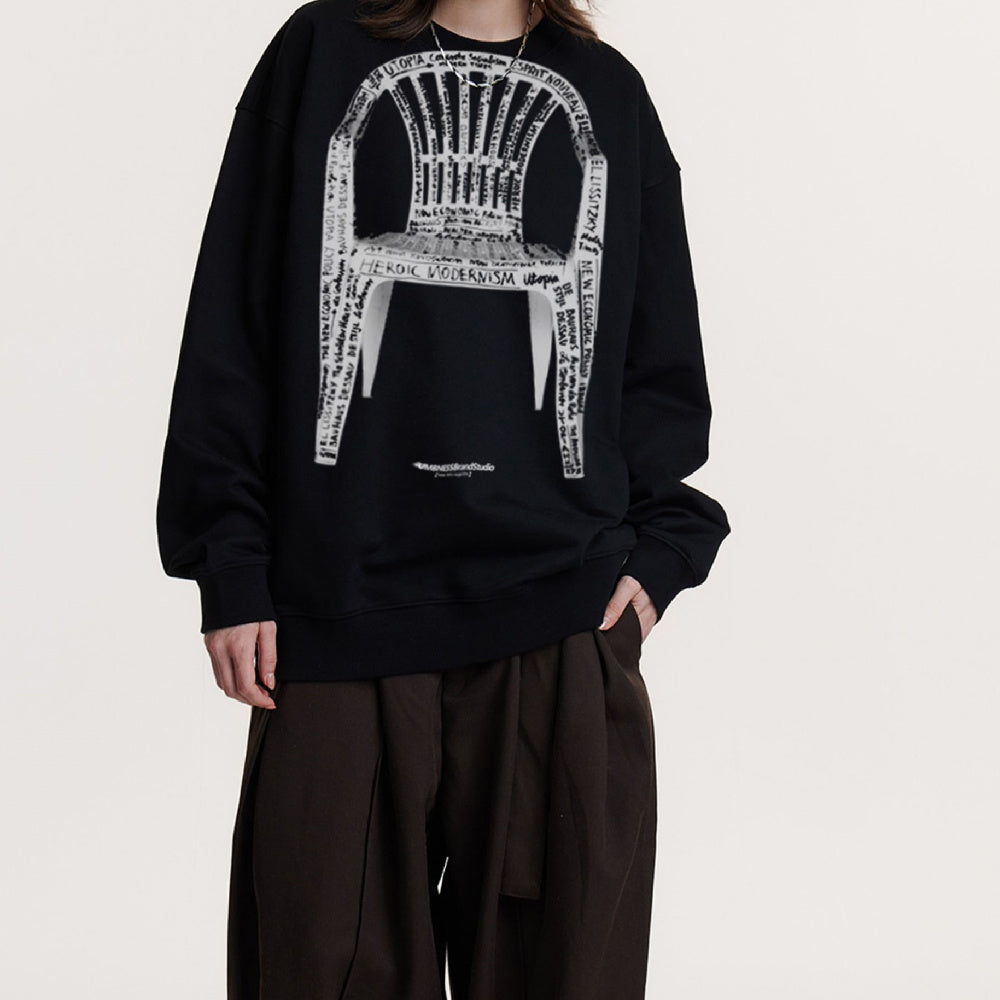 Loose Casual Niche Design Round Neck Top For Autumn And Winter