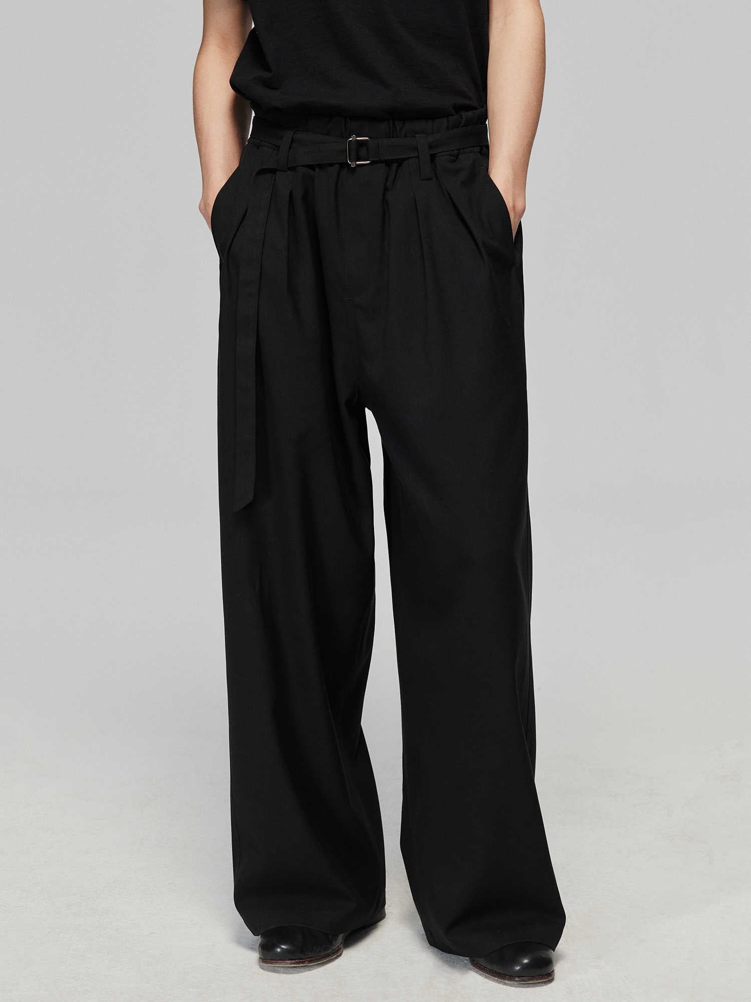 About All-match Elastic Lace Waist Adjustable Wide-leg Suit Pants