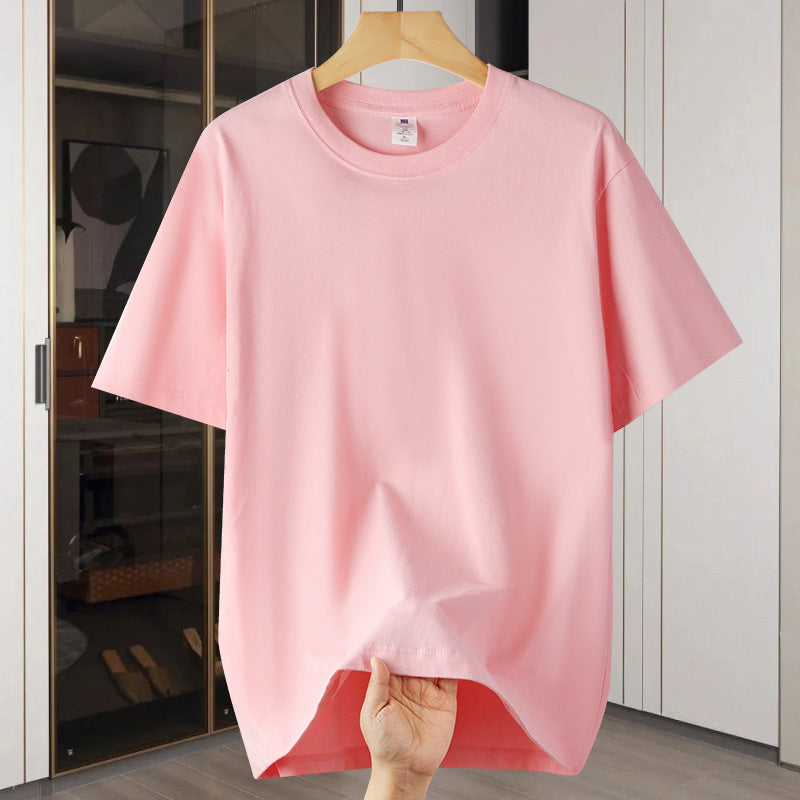 Drop Shoulder Loose Round Neck Pure Color All-matching