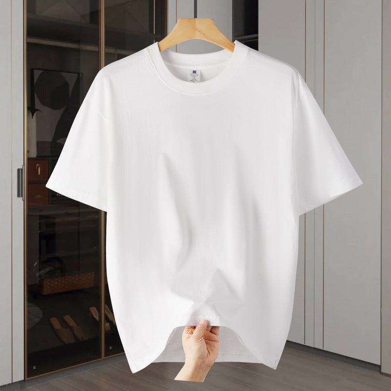 Drop Shoulder Loose Round Neck Pure Color All-matching